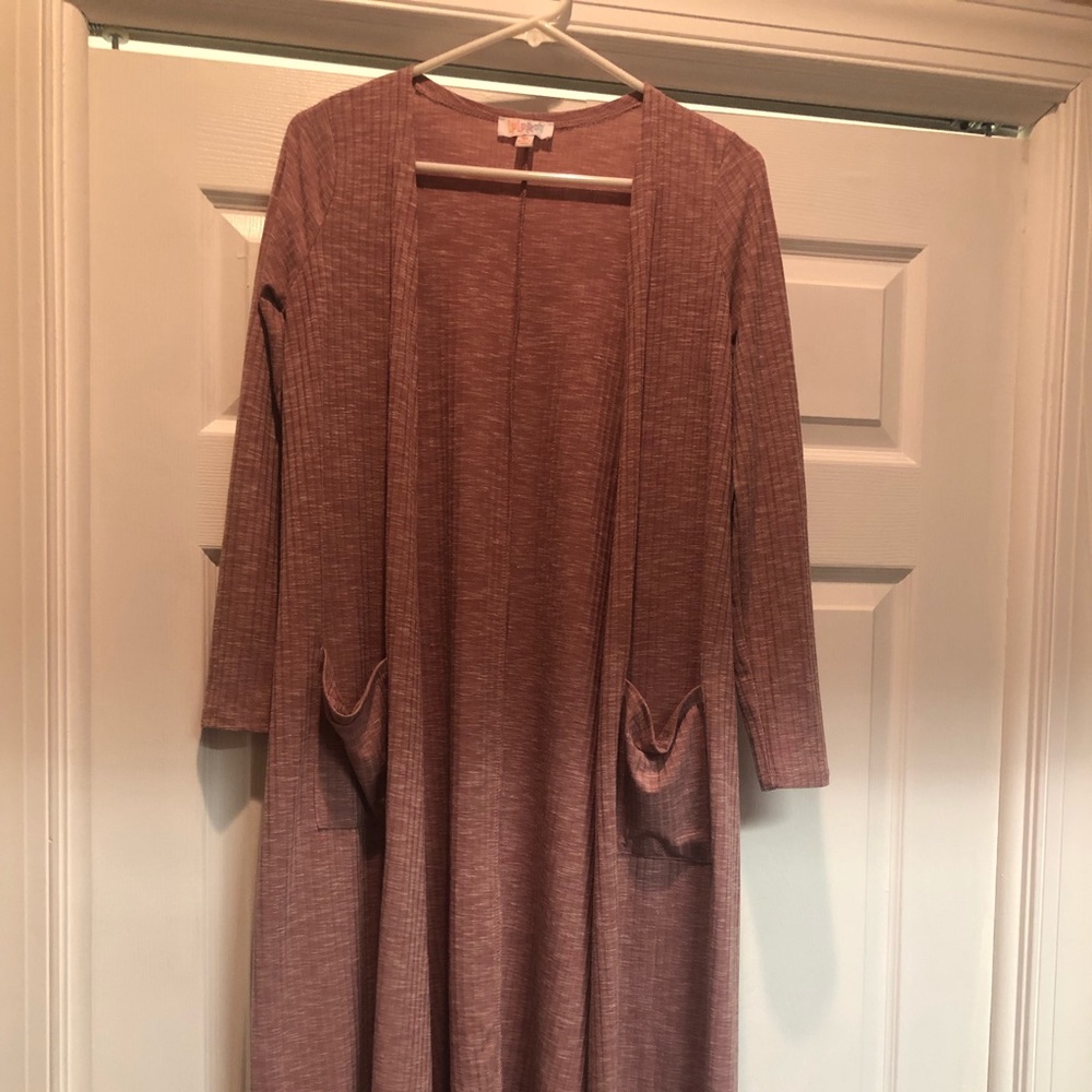 Lularoe Sarah Cardigan (xs) - ribbed - blush